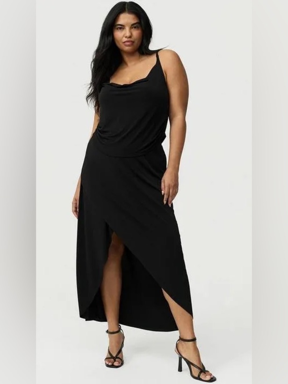 NWT TORRID Cowl Neck Maxi 2 Piece Skirt Set - Deep Black